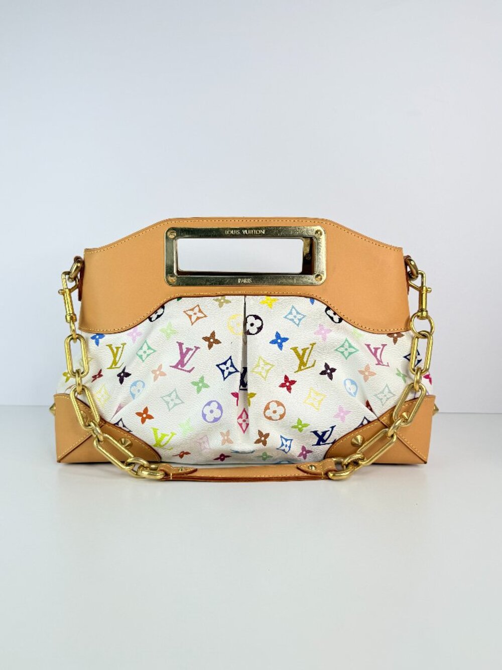 louis vuitton judy PM handbag monogram multicolor white